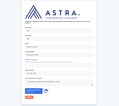 CS - Astra Support Form