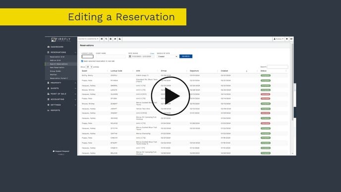 Editing a Reservation