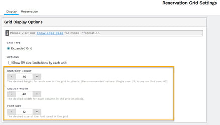 Grid Settings - Cell Size