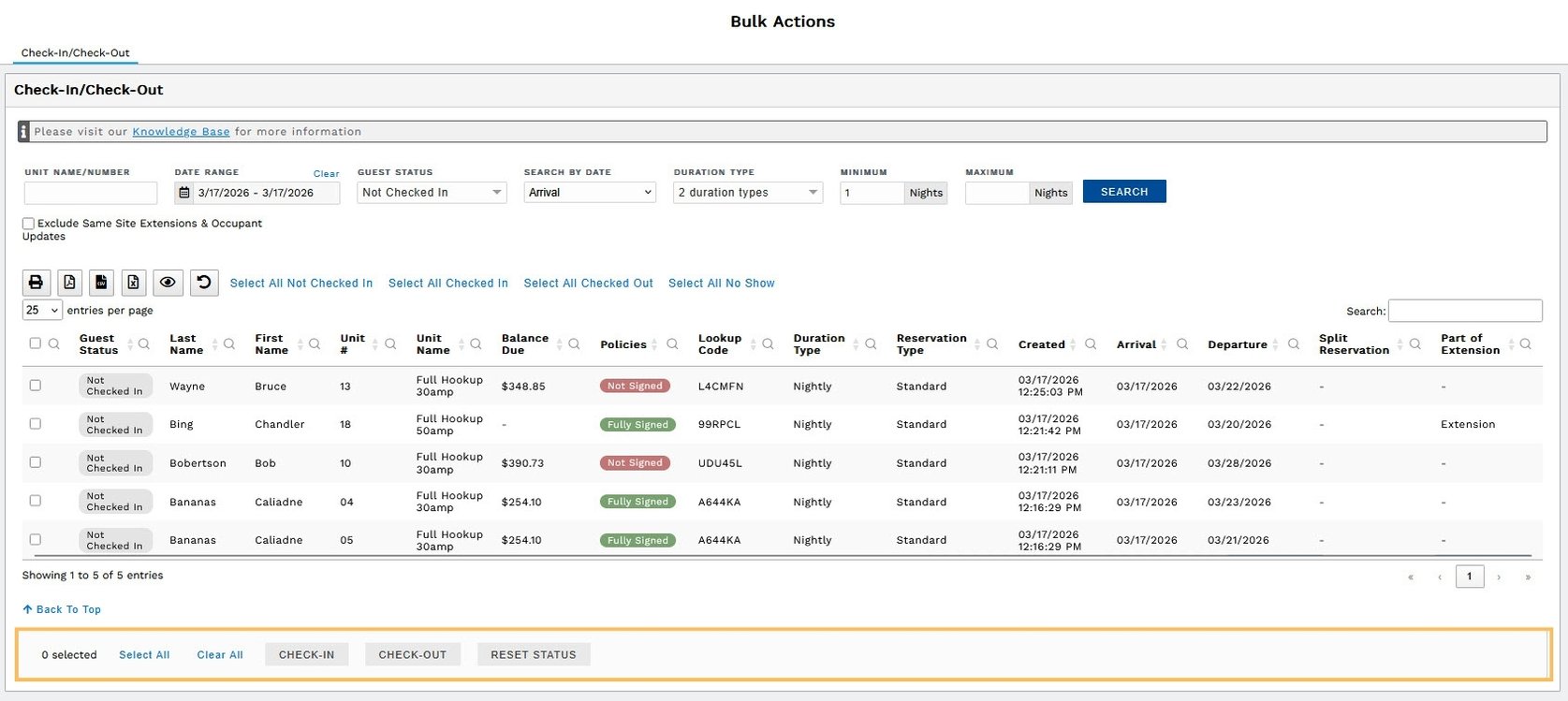 How to use Bulk Actions