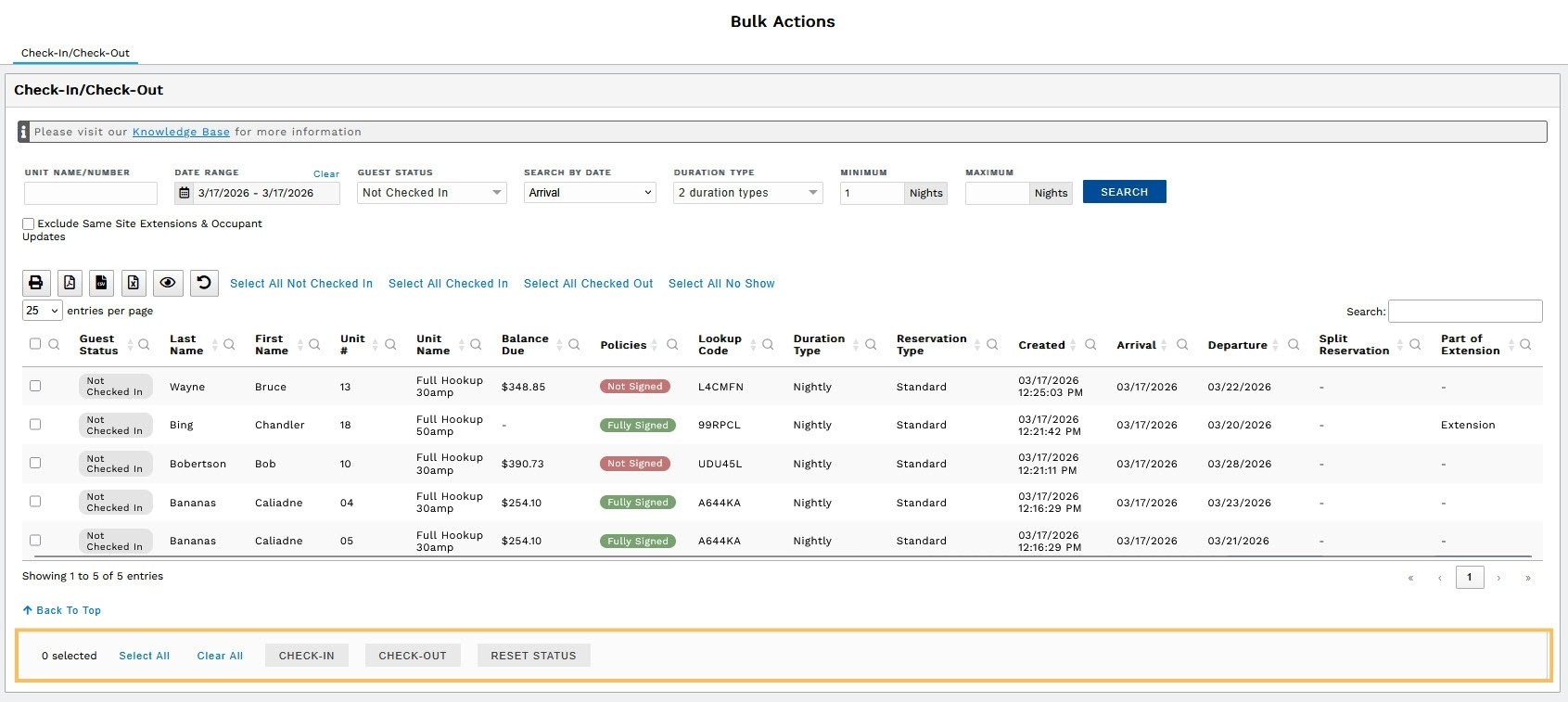 How to use Bulk Actions
