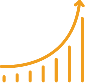 business - gold - data increasing bar chart with arrow